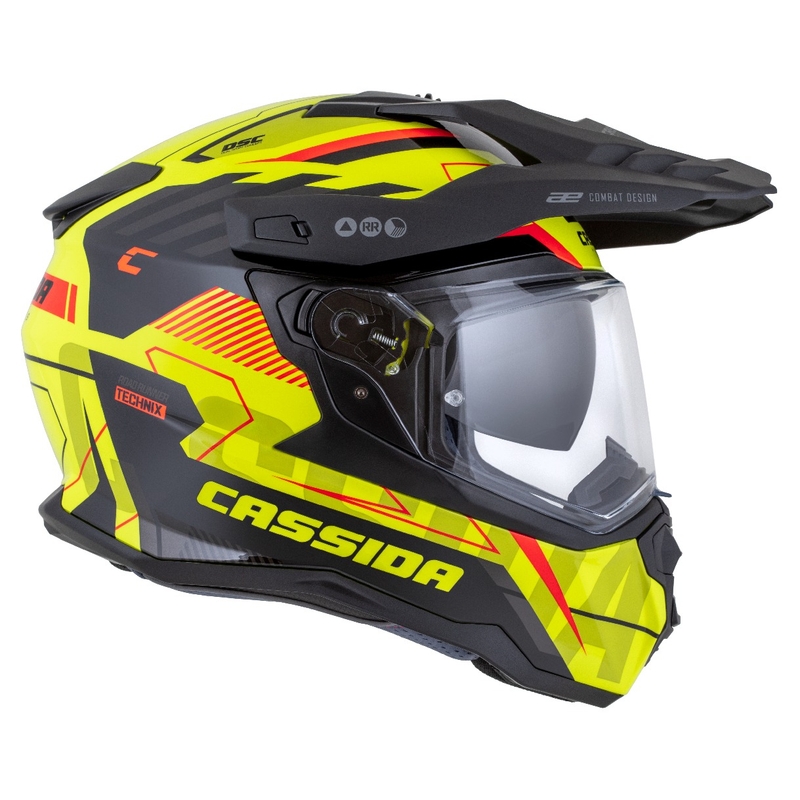 Enduro-Helm Cassida Road Runner TechniX fluo gelb-schwarz-orange-grau
