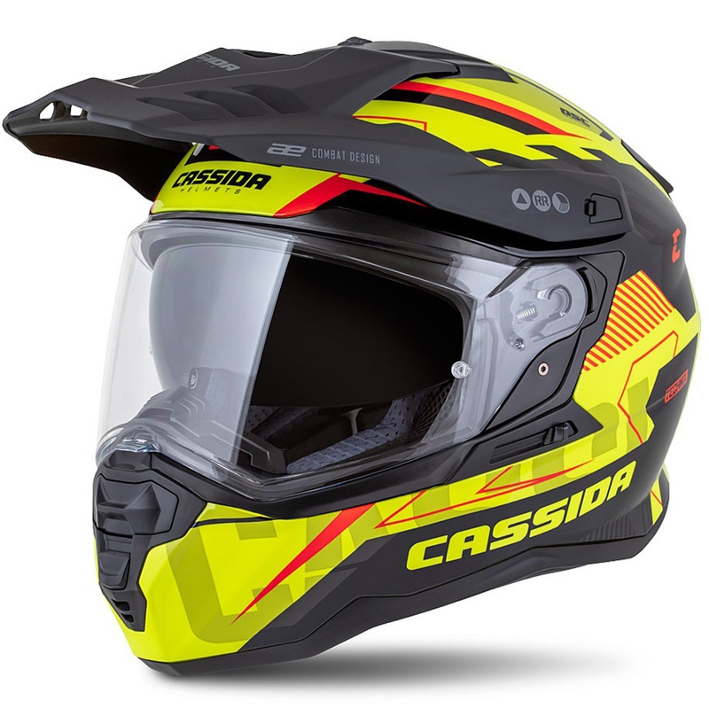Enduro-Helm Cassida Road Runner TechniX fluo gelb-schwarz-orange-grau