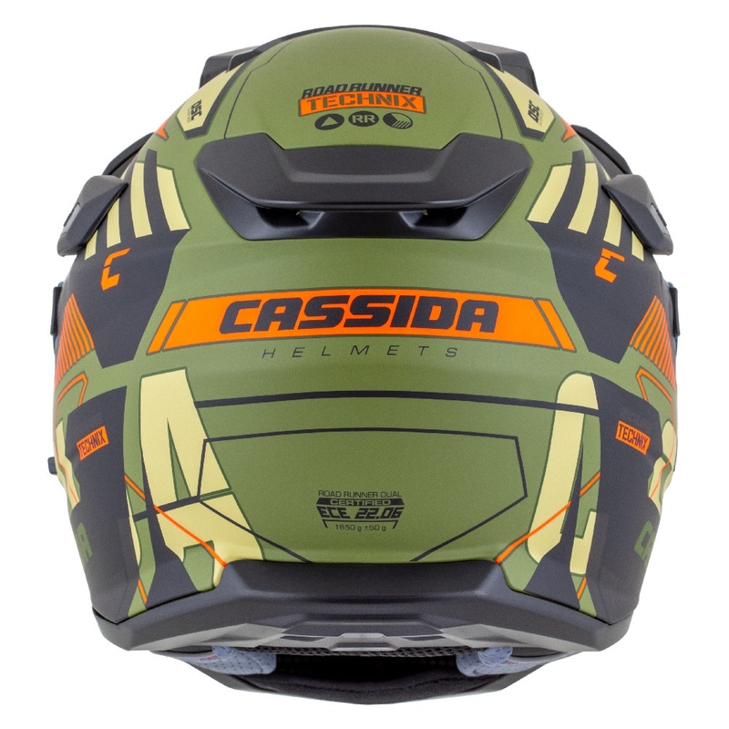 Enduro-Helm Cassida Road Runner TechniX mattgrün-schwarz-orange-grau