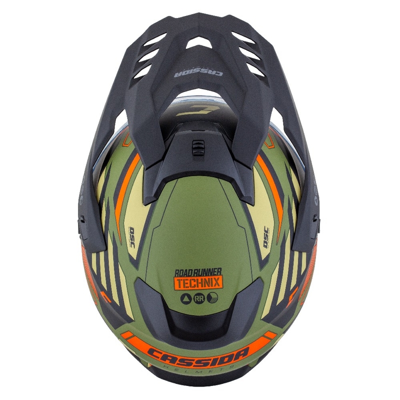 Enduro-Helm Cassida Road Runner TechniX mattgrün-schwarz-orange-grau