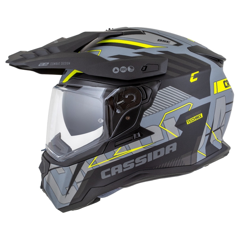 Enduro-Helm Cassida Road Runner TechniX mattgrau-schwarz-fluogelb