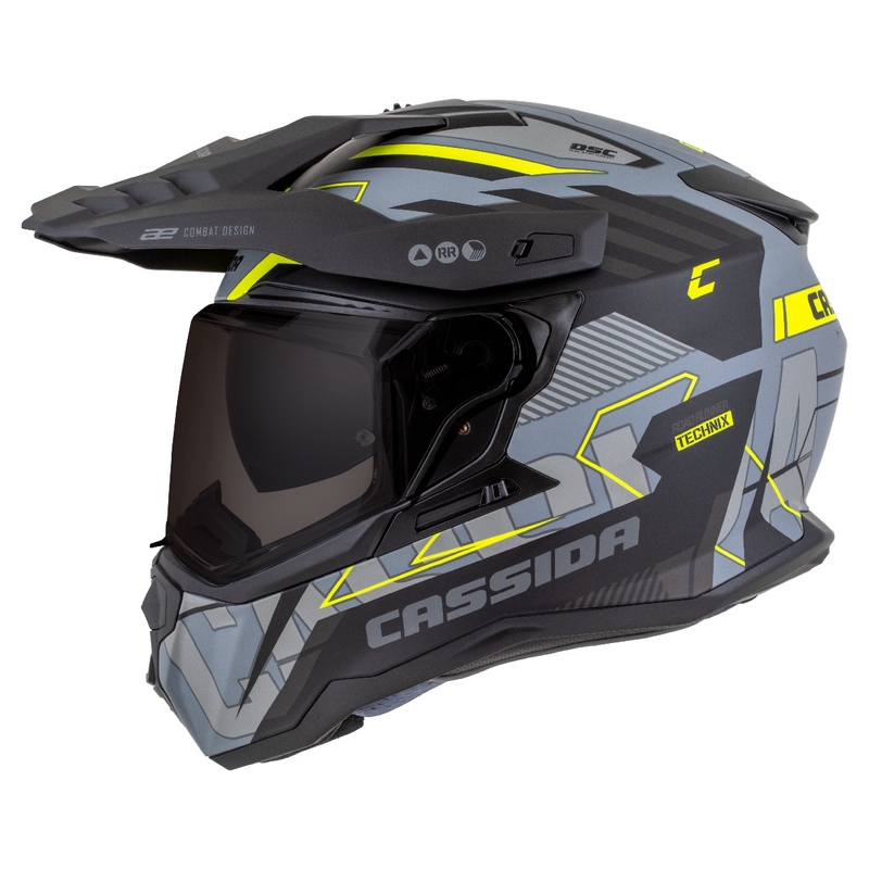 Enduro-Helm Cassida Road Runner TechniX mattgrau-schwarz-fluogelb