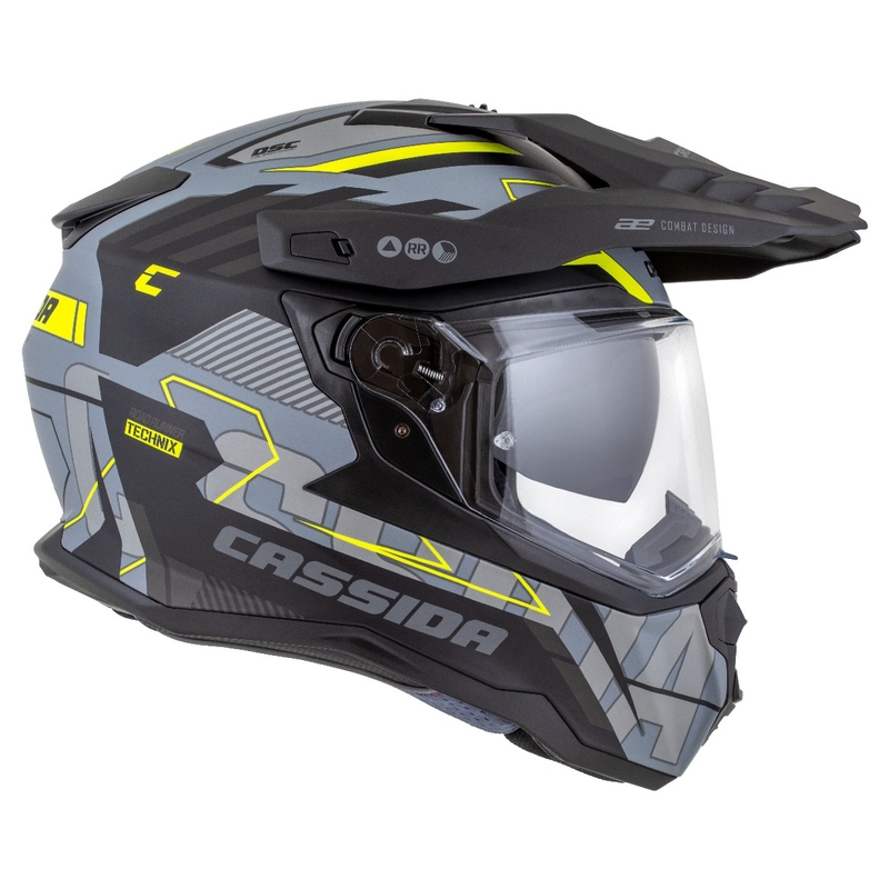 Enduro-Helm Cassida Road Runner TechniX mattgrau-schwarz-fluogelb