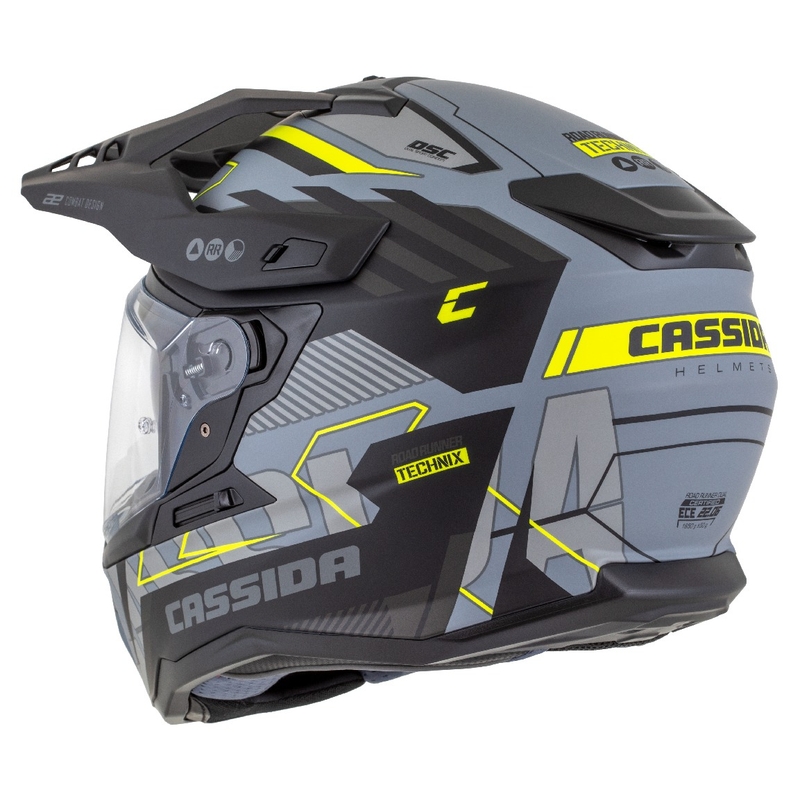 Enduro-Helm Cassida Road Runner TechniX mattgrau-schwarz-fluogelb