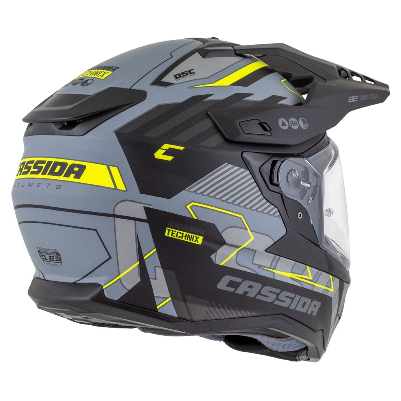 Enduro-Helm Cassida Road Runner TechniX mattgrau-schwarz-fluogelb