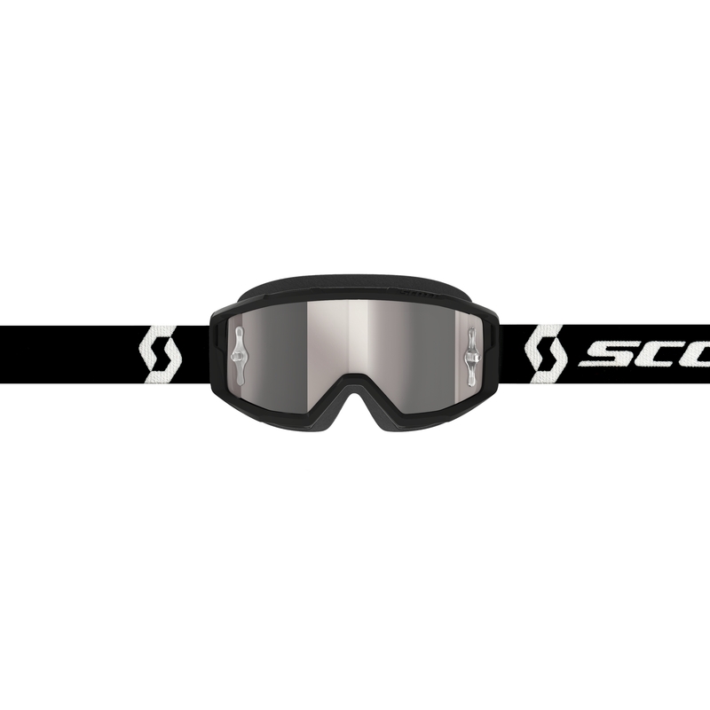 SCOTT Primal CH Motocross-Brille schwarz-weiß mit chromsilbernem Plexiglas