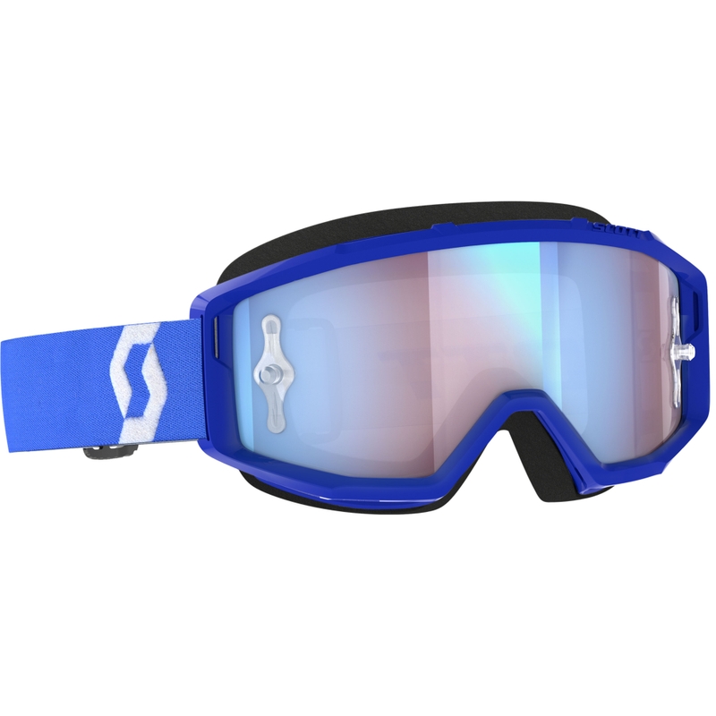 Motocross-Brille SCOTT Primal CH blau-weiß mit chromblauem Plexiglas