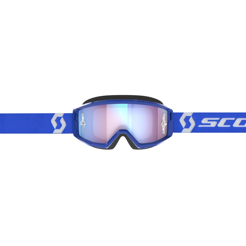 Motocross-Brille SCOTT Primal CH blau-weiß mit chromblauem Plexiglas