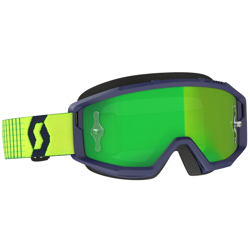 Motocross-Brille SCOTT Primal CH blau-gelb mit chromgrünem Plexiglas