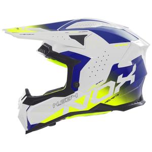 Motocross-Helm NOX N634 weiß-blau-fluogelb