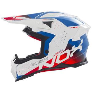 Motocrosshelm NOX N634 weiß-blau-rot