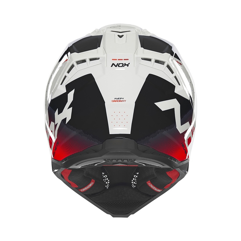 Motocrosshelm NOX N634 weiß-schwarz-rot