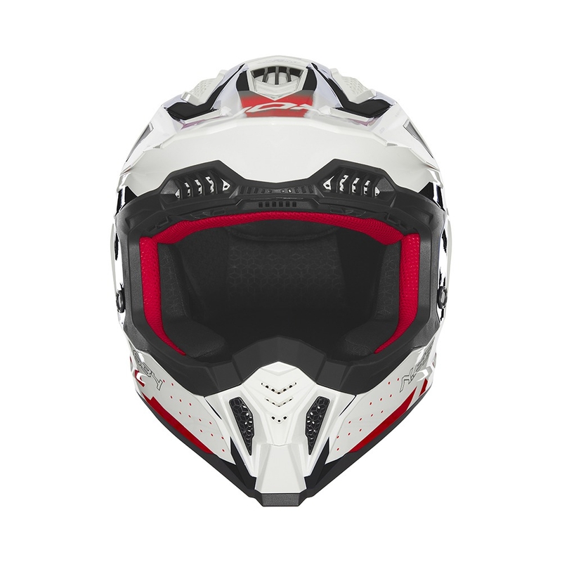 Motocrosshelm NOX N634 weiß-schwarz-rot