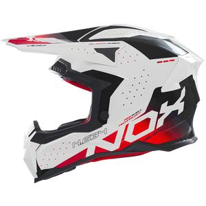Motocrosshelm NOX N634 weiß-schwarz-rot