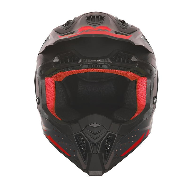 Motocross-Helm NOX N634 mattschwarz-rot