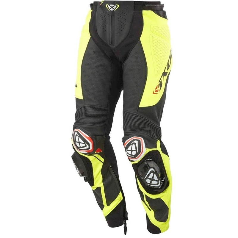 Leder-Motorradhose IXON Vortex 3 schwarz-fluo gelb