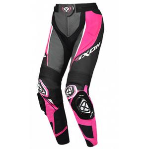 Damen-Leder-Motorradhose IXON Vortex 3 schwarz-rosa-weiß