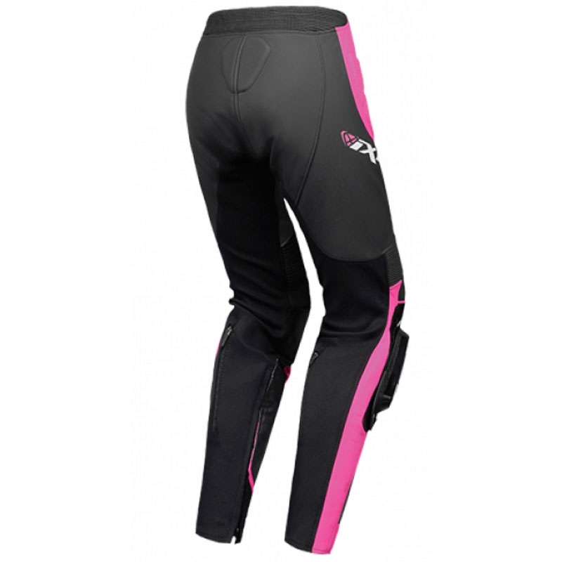 Damen-Leder-Motorradhose IXON Vortex 3 schwarz-rosa-weiß