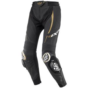 Damen-Leder-Motorradhose IXON Vortex 3 schwarz-weiß-gold