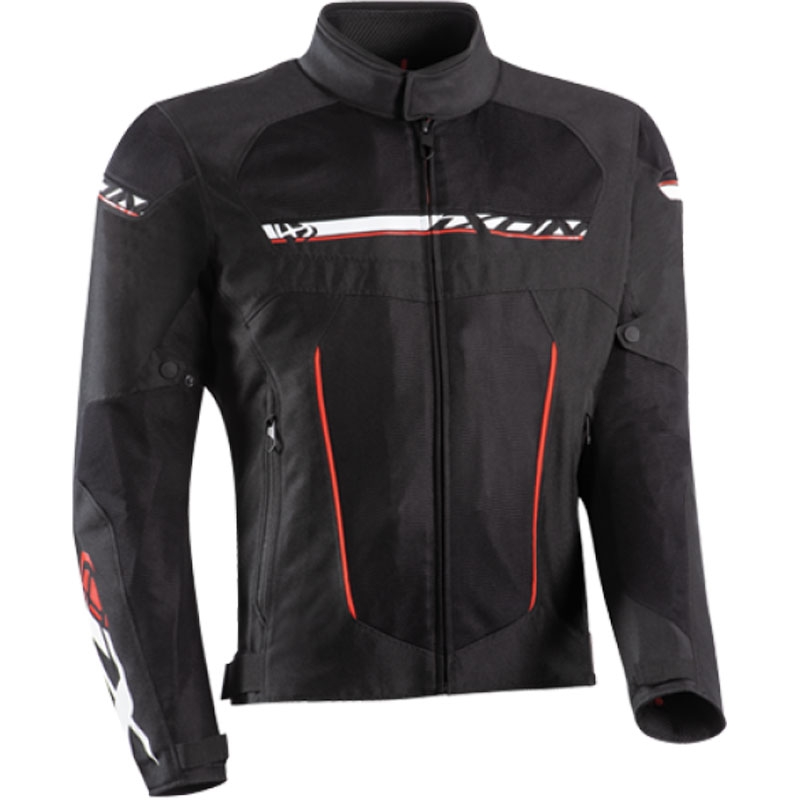 Motorradjacke IXON T-Rex schwarz-weiß-rot