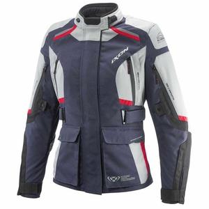 Damen-Motorradjacke IXON Midgard grau-blau-schwarz