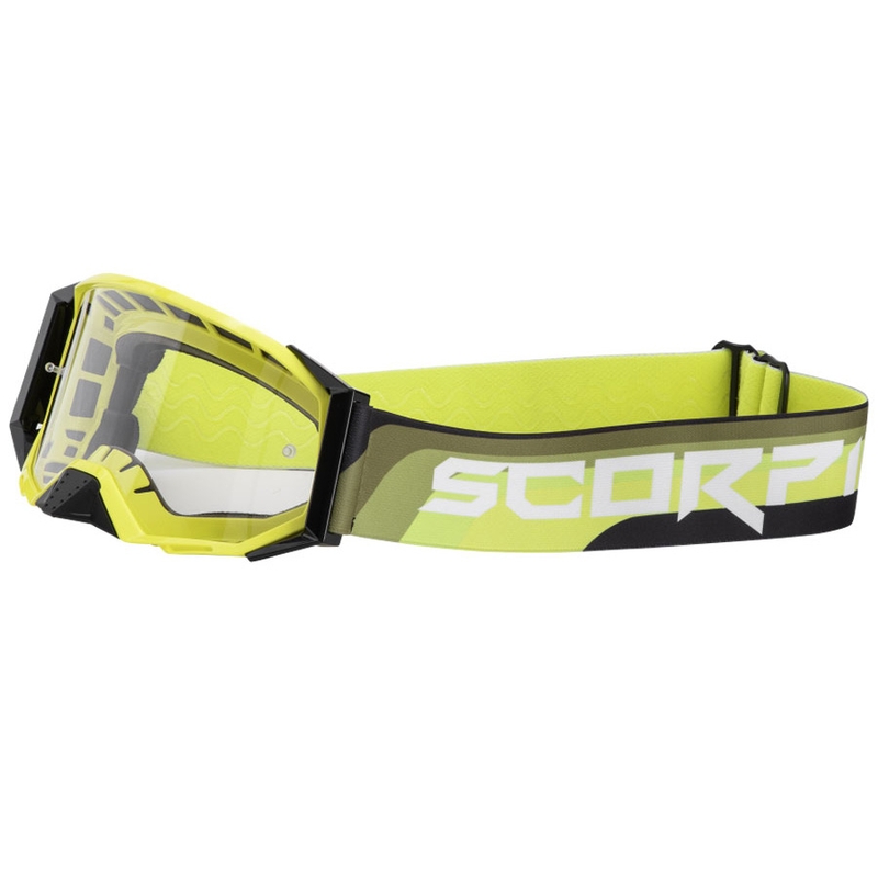 Scorpion E24 fluo gelb-schwarz Motocrossbrille mit klarem Plexiglas