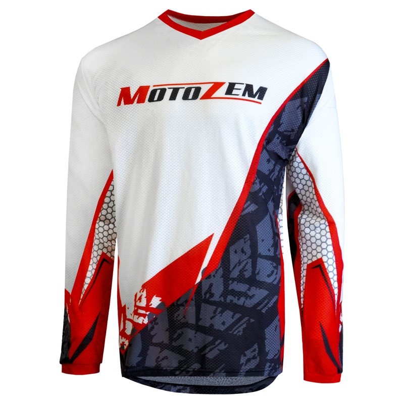 Motocross-Trikot MotoZem weiß-schwarz-rot | Motozem.at
