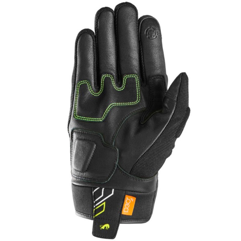 Motorradhandschuhe Furygan Jet Neon D3O schwarz-weiß-fluogelb
