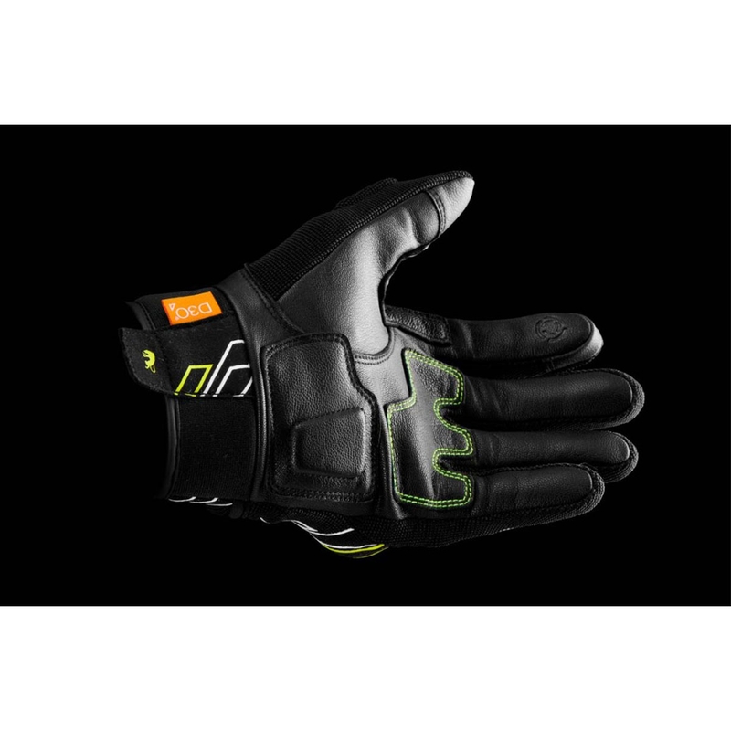 Motorradhandschuhe Furygan Jet Neon D3O schwarz-weiß-fluogelb