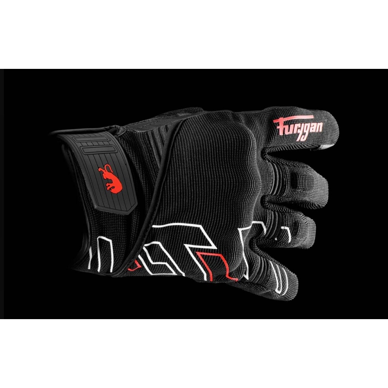 Motorradhandschuhe Furygan Jet Neon D3O schwarz-weiß-rot