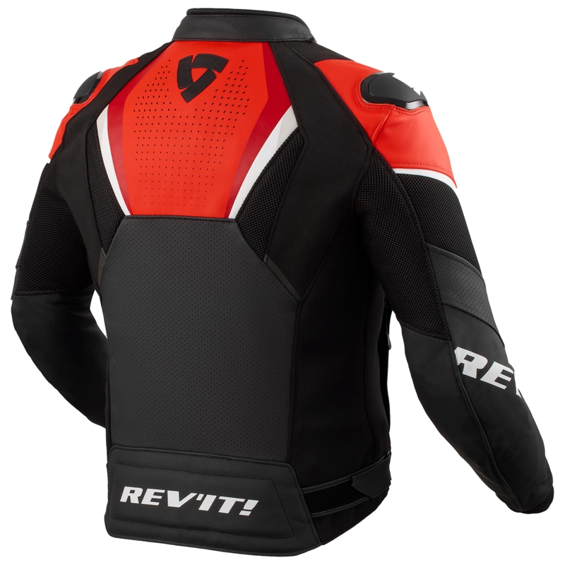Revit Automate Leder-Motorradjacke schwarz-neonrot