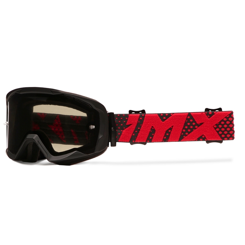 Motocross-Brille iMX Endurance Flip, schwarz-rot mit getöntem Plexiglas