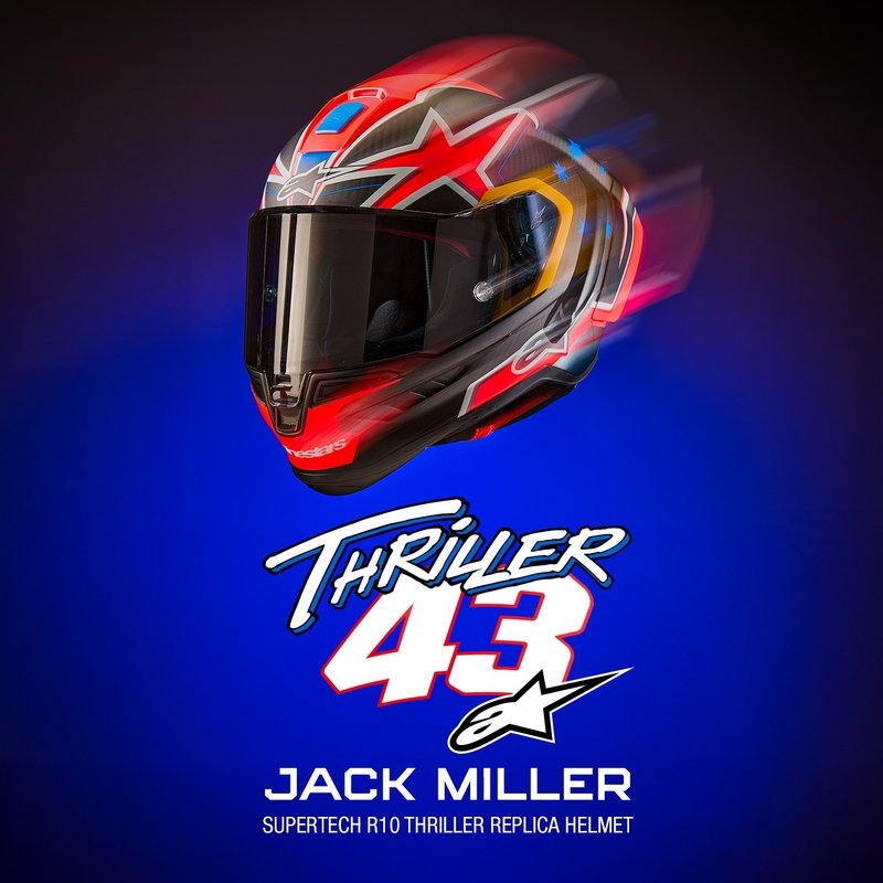 Alpinestars Supertech R10 Limited Edition Jack Miller Integralhelm Matt Carbon Rot-Blau-Gelb-Weiß