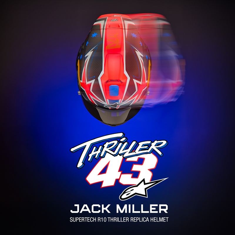 Alpinestars Supertech R10 Limited Edition Jack Miller Integralhelm Matt Carbon Rot-Blau-Gelb-Weiß