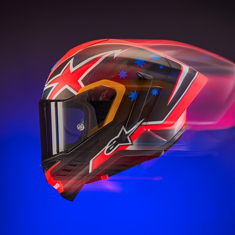 Alpinestars Supertech R10 Limited Edition Jack Miller Integralhelm Matt Carbon Rot-Blau-Gelb-Weiß
