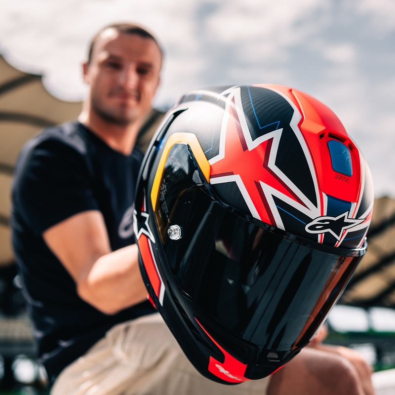 Alpinestars Supertech R10 Limited Edition Jack Miller Integralhelm Matt Carbon Rot-Blau-Gelb-Weiß
