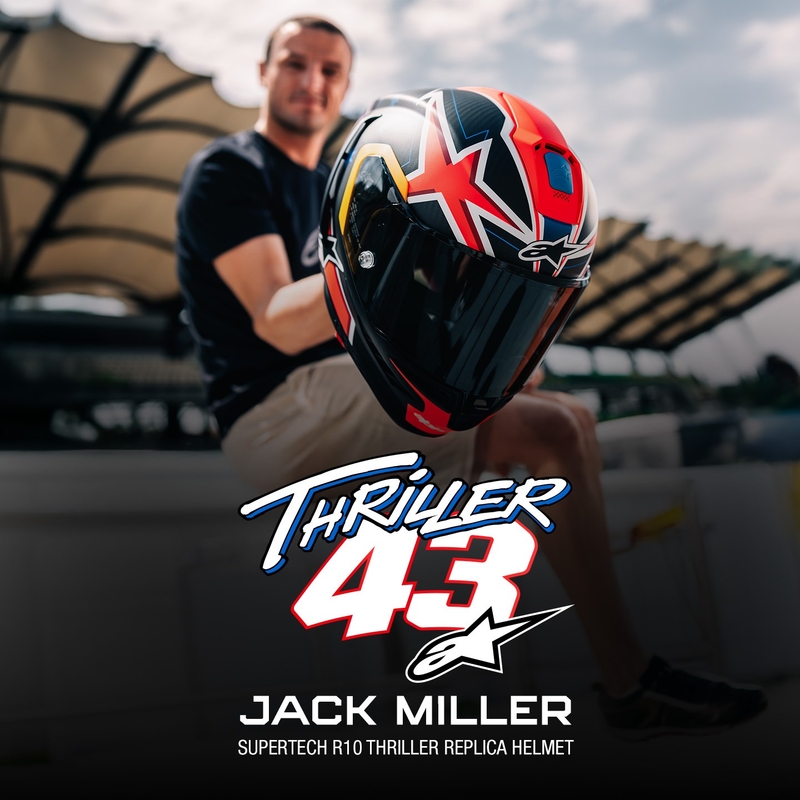 Alpinestars Supertech R10 Limited Edition Jack Miller Integralhelm Matt Carbon Rot-Blau-Gelb-Weiß