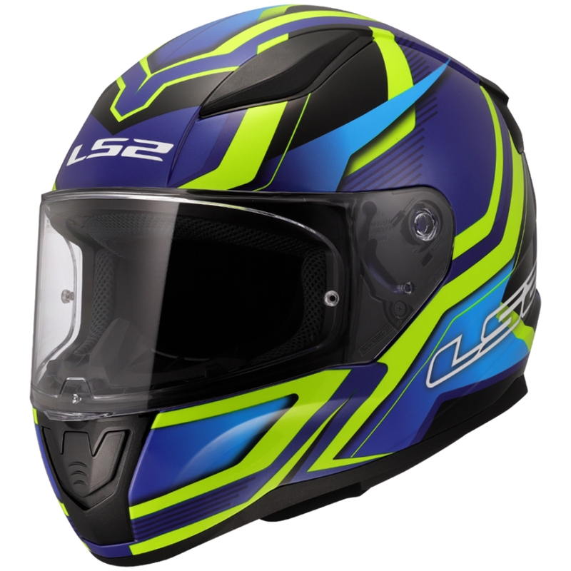 Integralhelm Motorrad LS2 FF353 Rapid II Flitz fluo gelb-blau