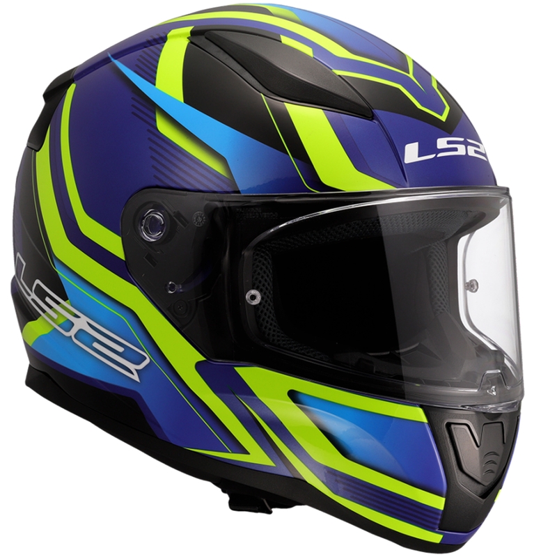 Integralhelm Motorrad LS2 FF353 Rapid II Flitz fluo gelb-blau