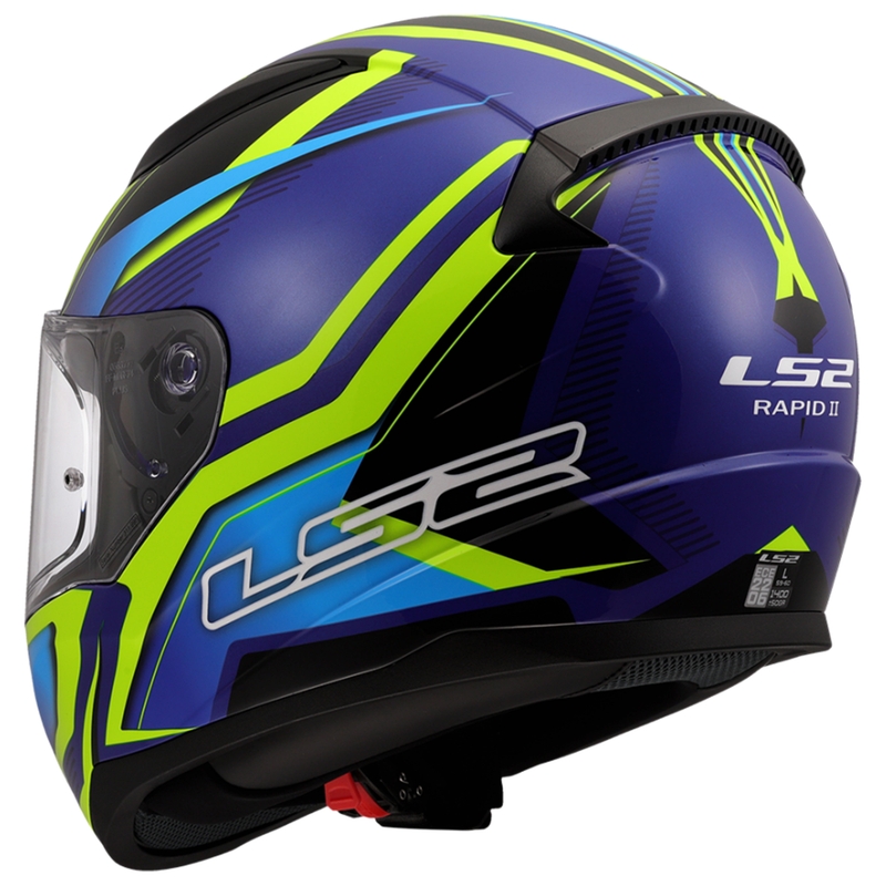 Integralhelm Motorrad LS2 FF353 Rapid II Flitz fluo gelb-blau