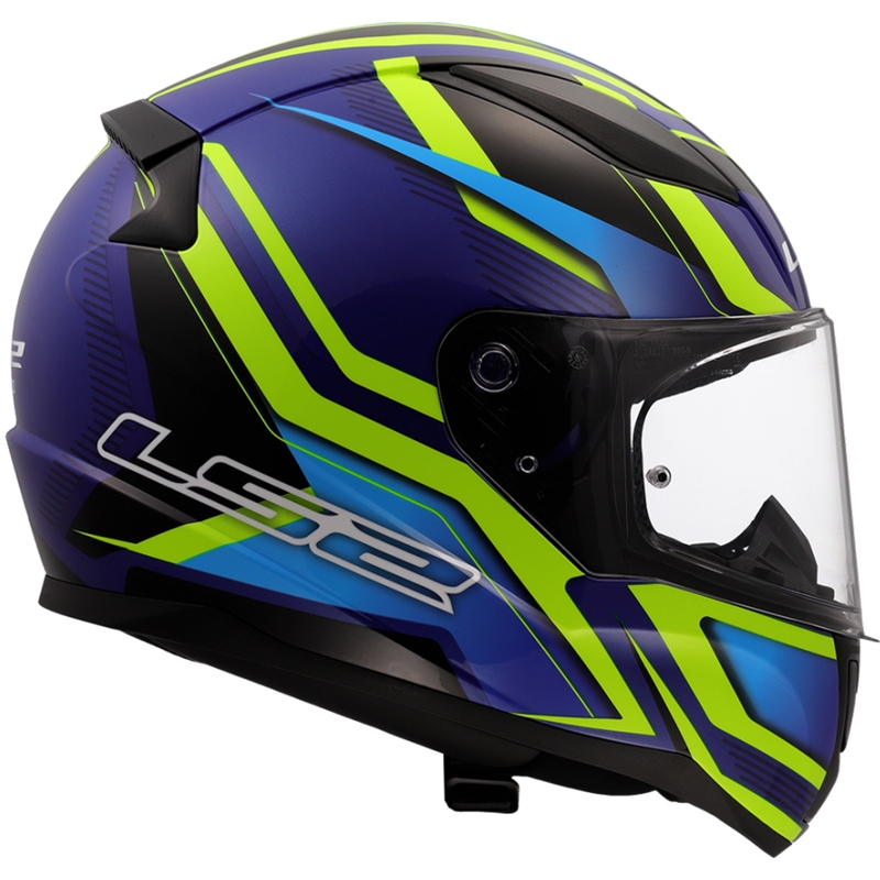 Integralhelm Motorrad LS2 FF353 Rapid II Flitz fluo gelb-blau