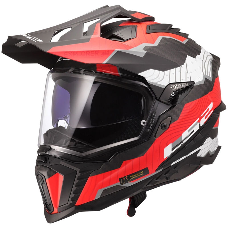 Enduro Motorradhelm LS2 MX701 Explorer C Trick weiß-rot