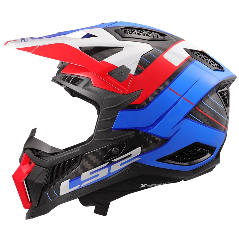 Motocrosshelm LS2 MX703 X-Force Galuo weiß-rot-blau