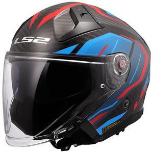Offener Motorradhelm LS2 OF603 Infinity II C Urus blau-rot