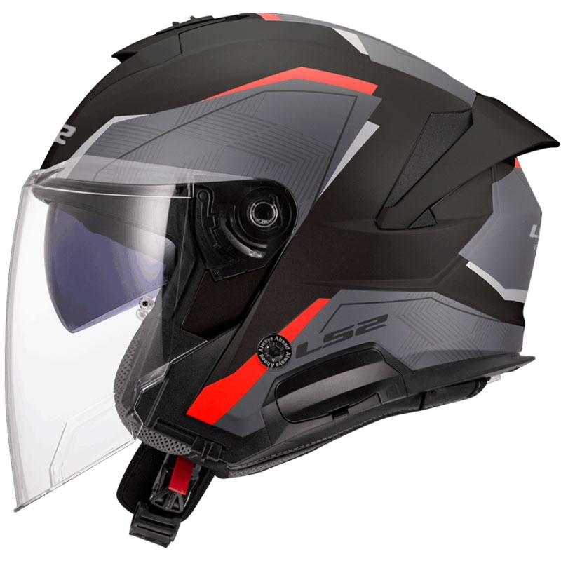 Jet-Motorradhelm LS2 OF618 Verso II Air schwarz-rot