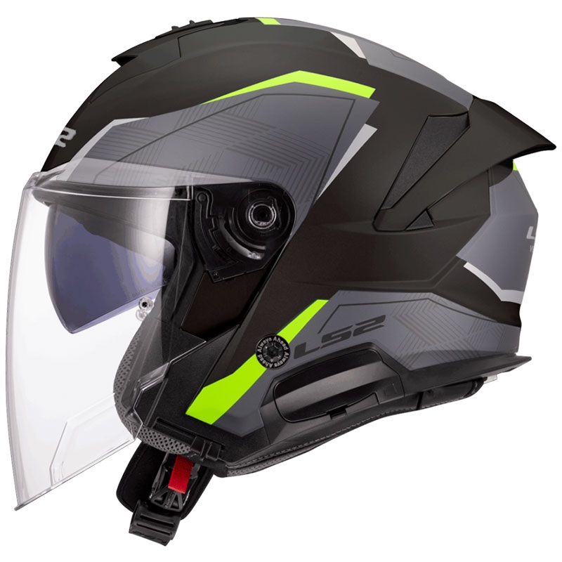 Offener Motorradhelm LS2 OF618 Verso II Air schwarz-fluogelb