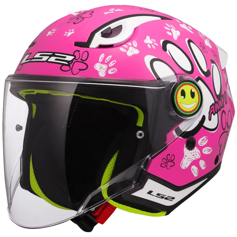 Kinder-Jet-Motorradhelm LS2 OF622 Funny II Paws pink