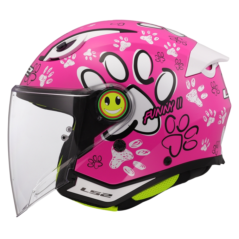 Kinder-Jet-Motorradhelm LS2 OF622 Funny II Paws pink