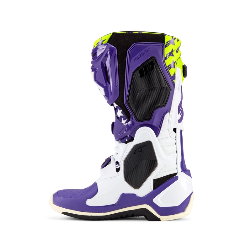 Alpinestars TECH 10 Motorradstiefel Limited Edition Dirt Studios lila-weiß-fluogelb