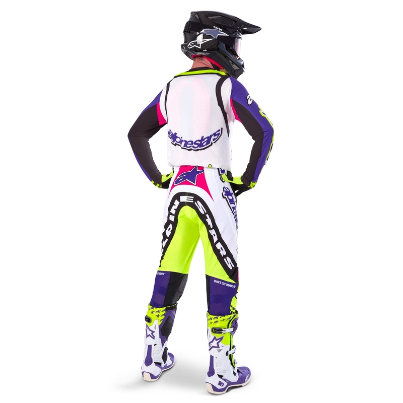 Alpinestars Supertech SX Motocrosstrikot Limited Edition Dirt Studios weiß-lila-pink-fluogelb